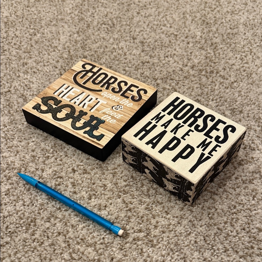 2 wooden Horse Quote Blocks